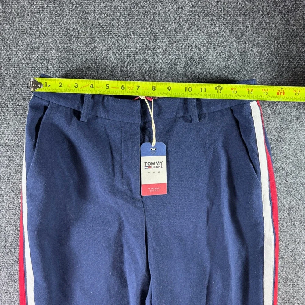 Tommy Jeans Trousers Womens 28 Navy Blue Side Stripe NWT Sporty Casual Pants